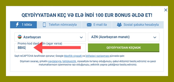 1xbet qeydiyyat forması