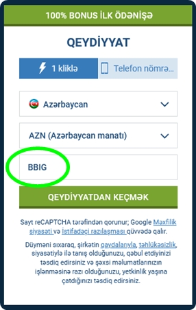 1xbet qeydiyyat forması
