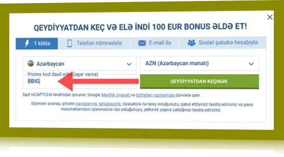 1xbet qeydiyyat forması