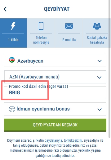 1xbet qeydiyyat forması