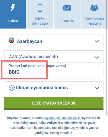 1xbet qeydiyyat forması