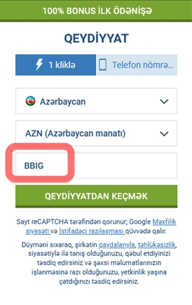 1xbet qeydiyyat forması