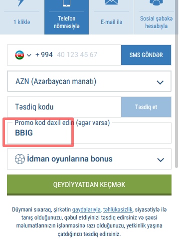 1xbet qeydiyyat forması