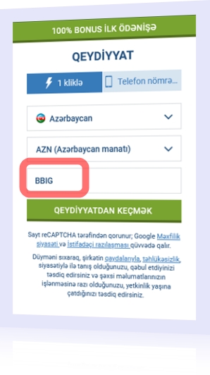 1xbet qeydiyyat forması