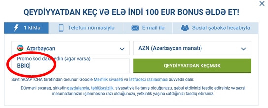 1xbet qeydiyyat forması