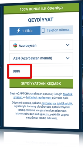 1xbet qeydiyyat forması