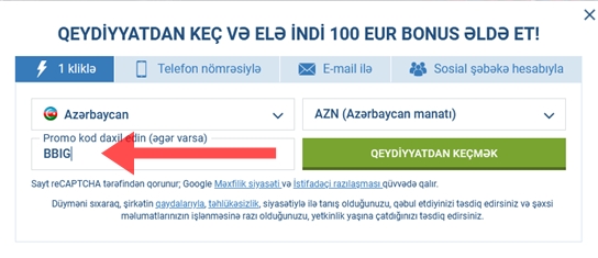 1xbet qeydiyyat forması