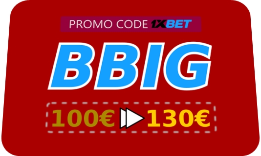 Illustration of 1xbet bonus code expanded to 130€ in big format