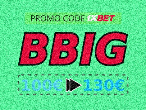 Illustration of Bonus and promo code on sports betting at 1xbet in big format