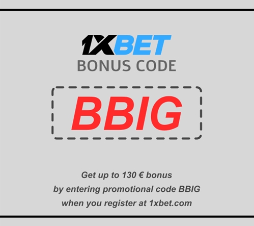 Illustration of 1xbet promo code at registration in big format