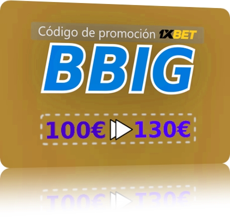 Ilustración de código de promoción 1xbet.com en grande