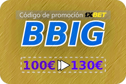 Ilustración de código de promoción 1xbet válido en grande