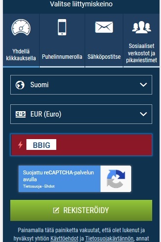 1xbet rekisteröintilomake