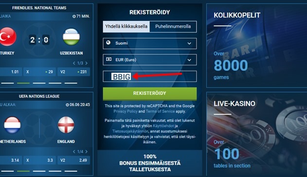 1xbet rekisteröintilomake