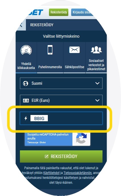 1xbet rekisteröintilomake