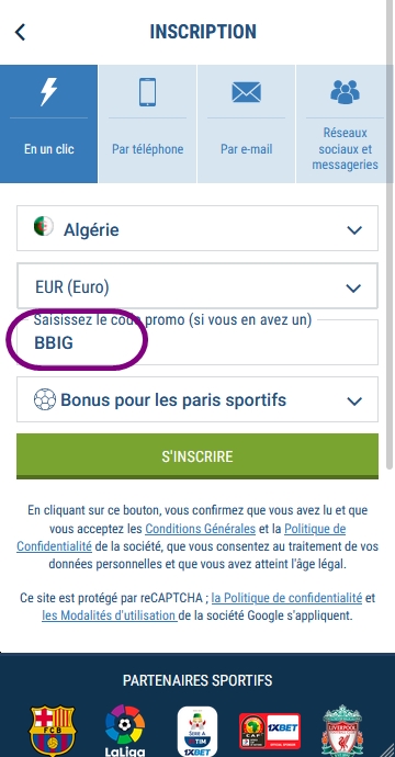 codigos promocionais 1xbet