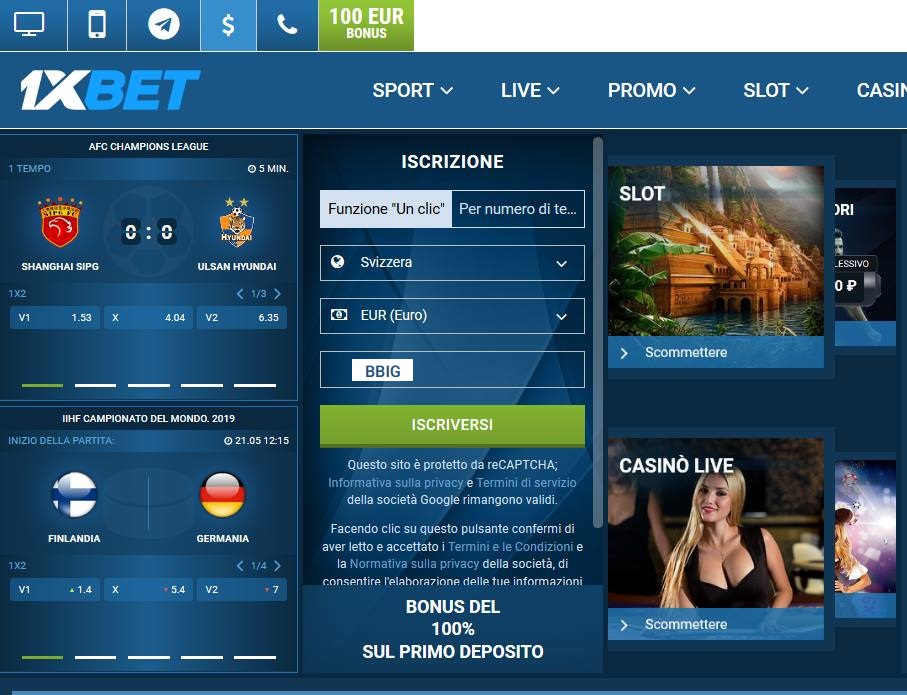 1xbet modulo di registrazione