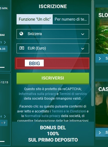 1xbet modulo di registrazione