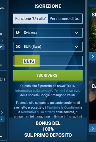 1xbet modulo di registrazione