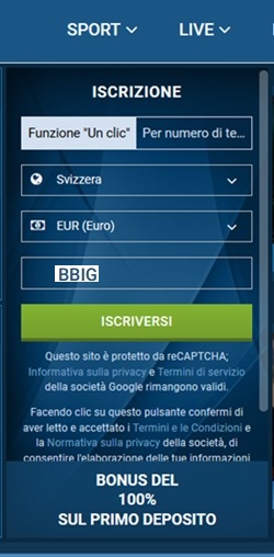 1xbet modulo di registrazione