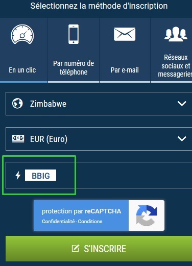 1xbet modulo di registrazione