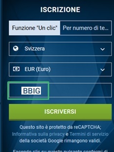 1xbet modulo di registrazione