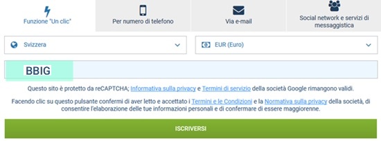 1xbet modulo di registrazione