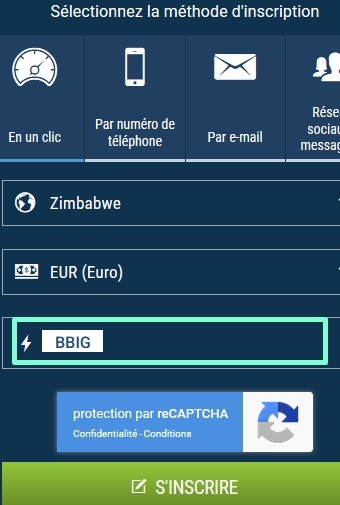 1xbet modulo di registrazione