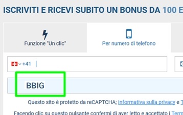 1xbet modulo di registrazione