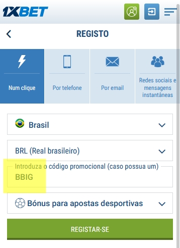 1xbet ficha de inscrição