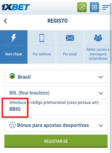 1xbet ficha de inscrição