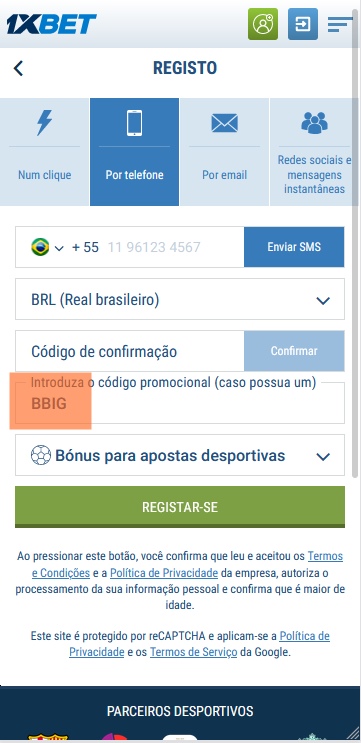 1xbet ficha de inscrição