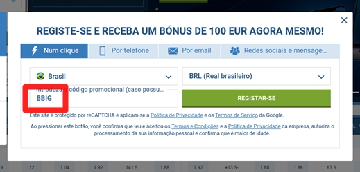 1xbet ficha de inscrição