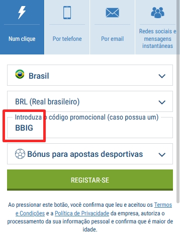 1xbet ficha de inscrição