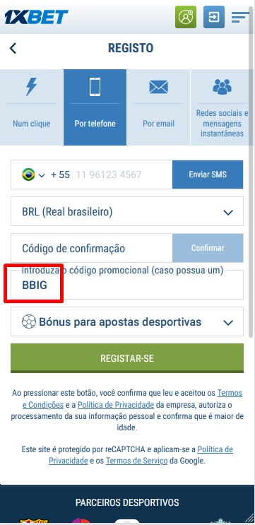 1xbet ficha de inscrição