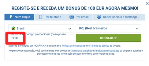 1xbet ficha de inscrição