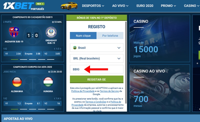 1xbet ficha de inscrição