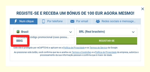 1xbet ficha de inscrição