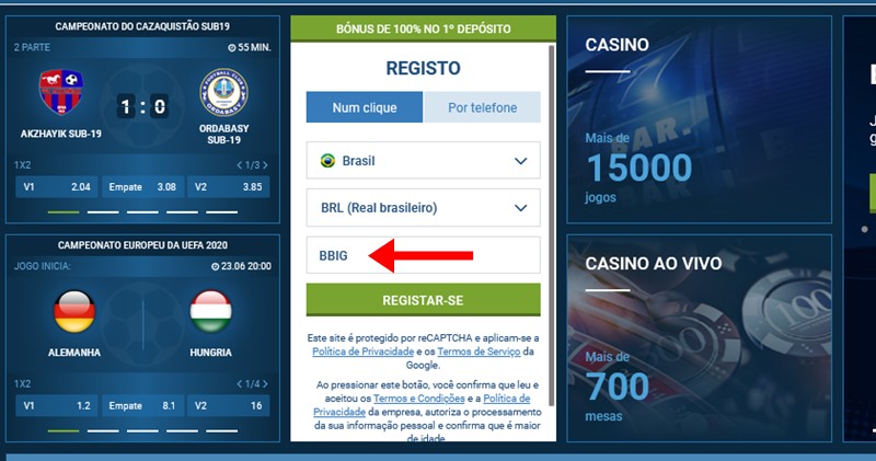 1xbet ficha de inscrição