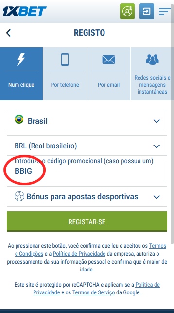 1xbet ficha de inscrição