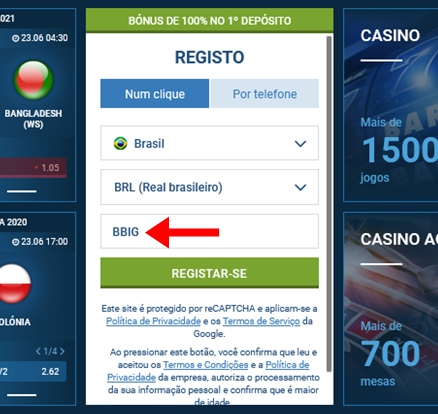 1xbet ficha de inscrição