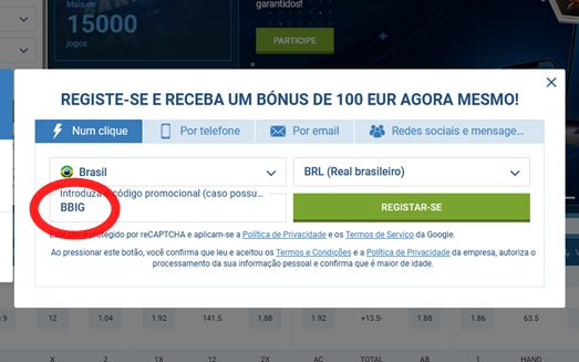 1xbet ficha de inscrição