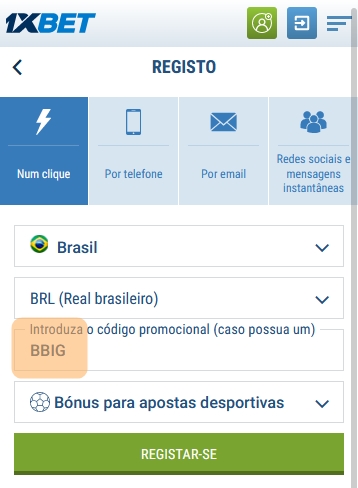 1xbet ficha de inscrição