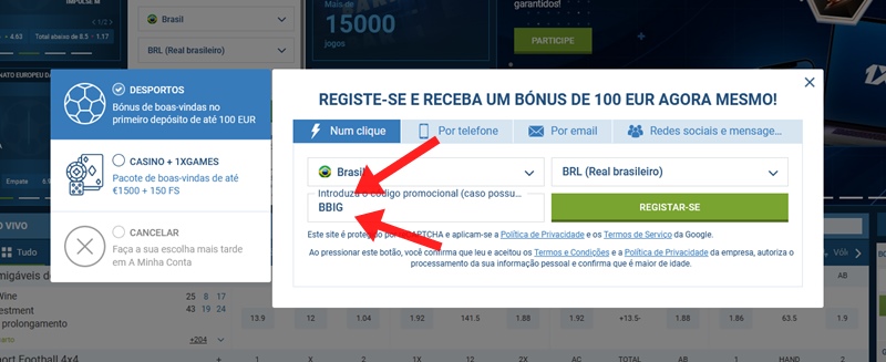 1xbet ficha de inscrição