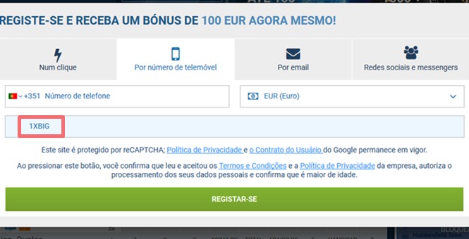 1xbet ficha de inscrição