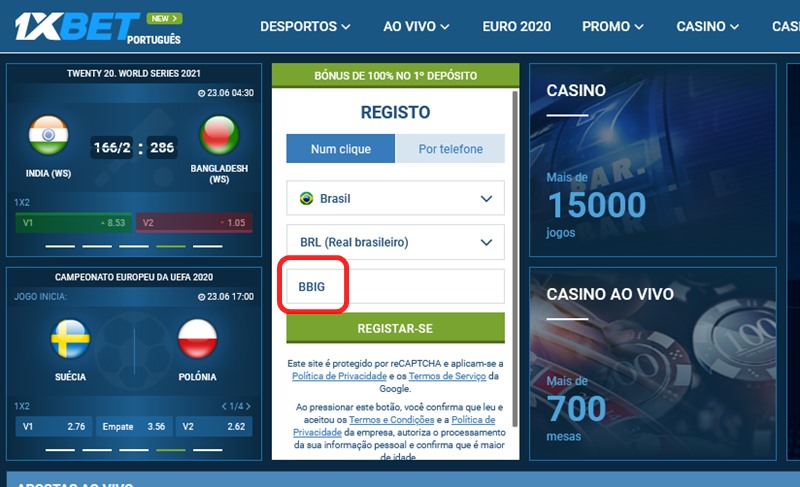 conta de bonus 1xbet