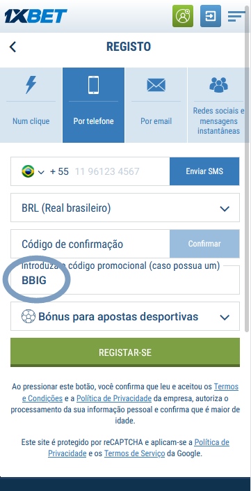 1xbet ficha de inscrição