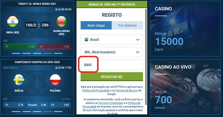 1xbet ficha de inscrição