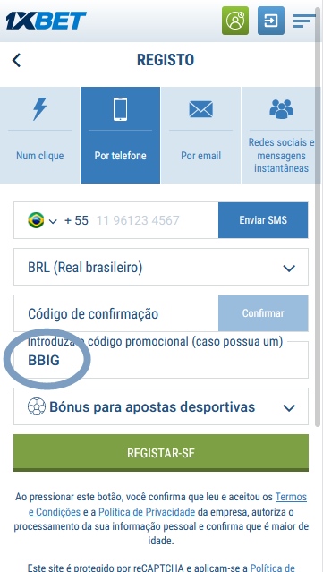 1xbet ficha de inscrição