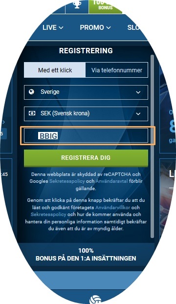 1xbet registreringsformulär